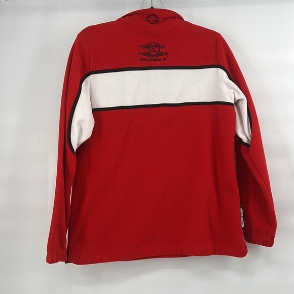 Harley Davidson red white fleece pullover size large - Picture 7 of 8